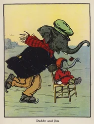 Papa et Jim (lithographie en couleur)