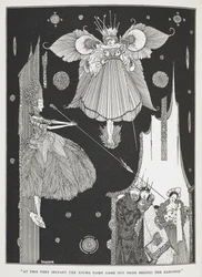 "À cet instant précis, la jeune fée sortit de derrière les tentures". Illustration pour l