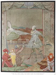 "Il vit, sur un lit, le plus beau spectacle jamais vu." Le Prince voyant la Princesse, "La Belle au bois dormant", sur son lit