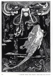 «Je sais ce que tu veux», dit la sorcière des mers, illustration pour «La Petite Sirène» tirée des Contes de Hans Christian Andersen (1805-75), vers 1910