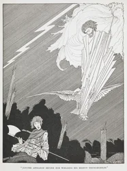 "Jupiter apparut devant lui brandissant ses puissants éclairs." Illustration pour "les souhaits ridicules"