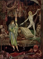 "Il me semble, un million de fous en chœur / délirent et ne se fatigueront jamais", illustration de Faust par Goethe, traduit par John Anster