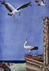 La cigogne, conte de fées par Hans Christian Andersen (1805-1875), illustration de Harry Clarke (1890-1931)