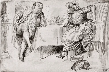 Clémence et la Grande-Bretagne. "Vous ne serez jamais mariée, vous savez," dit M. Britain. "Ne pensez-vous pas que je le serai jamais?" dit Clémence. "Pas une chance!" "Seulement pensez!" dit Clémence. "Eh bien! Je suppose que vous voulez dire à Britain, u