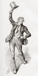 Mark Tapley. Illustration par Harry Furniss pour le roman de Charles Dickens 