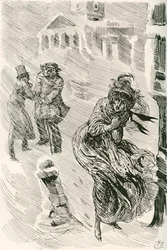 Martha la Vagabonde. Illustration par Harry Furniss pour le roman de Charles Dickens David Copperfield, de l