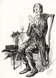 Stiggins. Illustration de Harry Furniss pour le roman de Charles Dickens Les Papiers posthumes du Pickwick Club, de l
