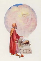 "Ne pose pas ta main sur le jeune homme" (lithographie couleur)