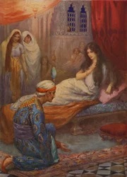 Le prince Feroze-Shah réveille la belle princesse (lithographie couleur)