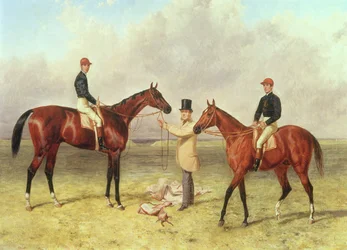 De gauche à droite Lord Lyon, vainqueur du Derby, St. Leger et 2 000 guinées ; Elland, vainqueur du Vase d