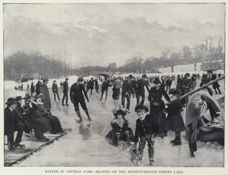Hiver à Central Park, patinage sur le lac de la 72e rue