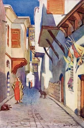 Une rue de Damas, Syrie, vers 1910, tiré de A Book of Modern Palestine par Richard Penlake pub. vers 1910