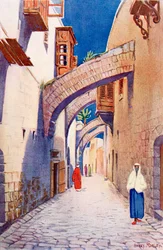 La Via Dolorosa, Jérusalem, Palestine, vers 1910, extrait de A Book of Modern Palestine par Richard Penlake pub. vers 1910