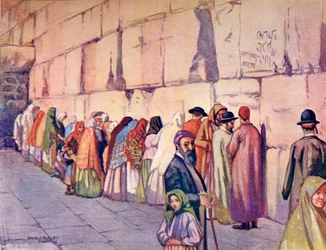 Le mur des lamentations, Jérusalem, Palestine, vers 1910, extrait de A Book of Modern Palestine par Richard Penlake pub. vers 1910