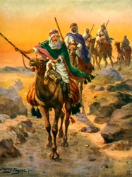 Lord Kitchener déguisé en Arabe (lithographie couleur)