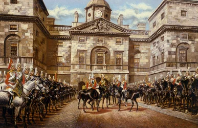 La relève de la garde : Les Horse Guards à Whitehall
