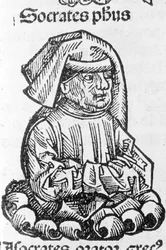 Portrait de Socrate (470 av. J.-C. - 399 av. J.-C.) du « Liber Chronicarum » par Hartmann Schedel, Nuremberg 1497