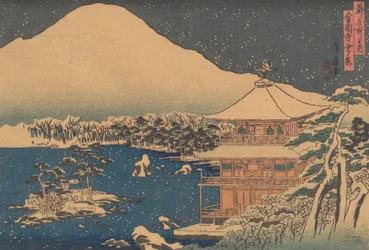 Kinkakuji vu sous la neige tombante