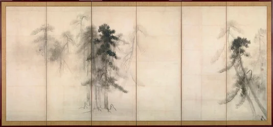 «Pins». Encre sur papier de Hasegawa Tōhaku (1539-1610), XVIe siècle, dimensions 156 x 356 cm, Japon, Musée national de Tokyo