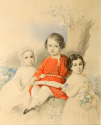 Enfants dans un paysage, années 1840