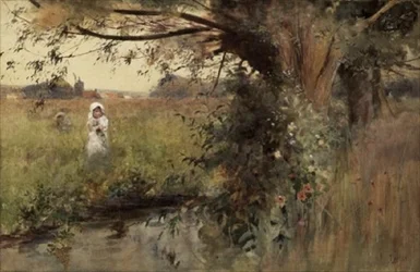 Cueillir des fleurs au bord du ruisseau