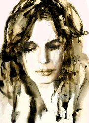 Peinture représentant une femme pensive