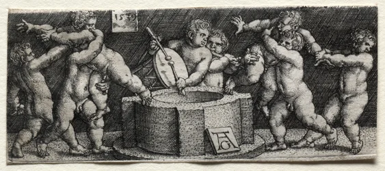 Huit enfants nus à un puits, 1539
