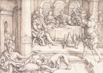 Lazare mendiant des miettes à la table de Dive, 1552