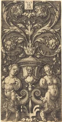 Ornement avec Vase et Deux Figures Féminines