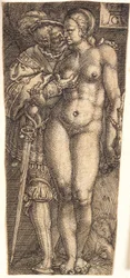 Conception de gaine avec soldat et femme nue