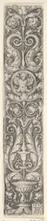 Panneau vertical avec un candélabre contenant un médaillon avec un centaure et une paire de dauphins, 1529