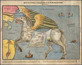 Ca. Carte illustrée de 1581 par Heinrich Bünting, représentant l