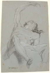Homme nu, vu "de sotto in su". Étude pour une figure dans une peinture de plafond