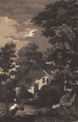 Paysage au clair de lune avec joueur de flûte