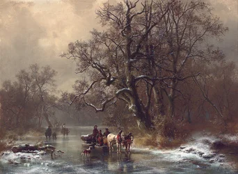 Bûcherons sur une voie navigable gelée, 1873