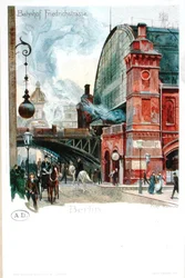 La gare de Friedrichstrasse, Berlin, c.1900 (lithographie en couleur)