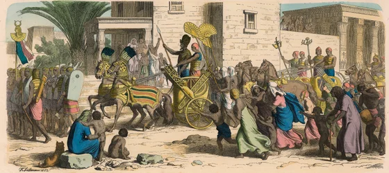 Égypte antique : Le Pharaon marchant à la guerre