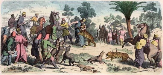 Orient ancien : Un roi perse et son entourage chassant