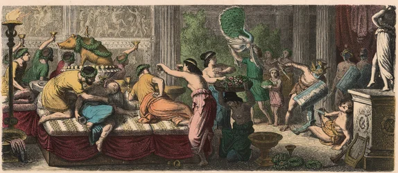 Rome antique : Un banquet avec une performance de gladiateurs