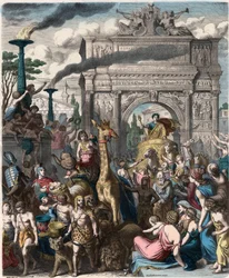 Rome antique : Une procession triomphale dans le forum romain