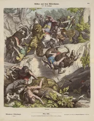 Chasse au lion carthaginoise (gravure en couleur)