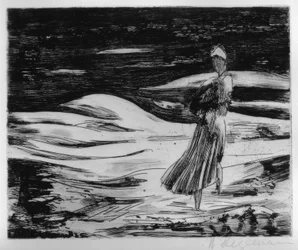 Fille sur la plage en soirée (Sylt)