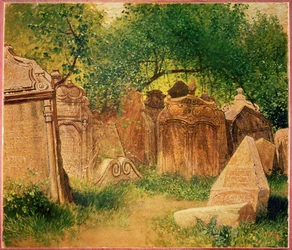 Cimetière juif de Prague ... (huile sur toile)