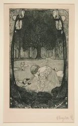 Femme pleurant au lac