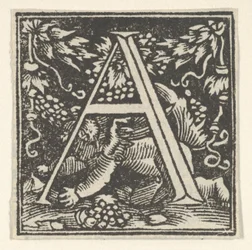 Lettre initiale A avec putto