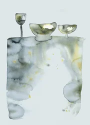 Nature morte abstraite : des bols