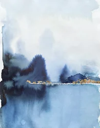 Paysage bleu à l
