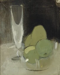 Pommes vertes et verre de champagne