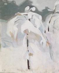 Bouleau couvert de neige, vers 1913