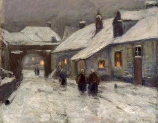 Rue de village en hiver